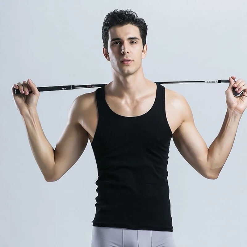 

Mens 100% Cotton Tank Tops Sleeveless Muscle Vest Round Neck Sportswear Spiral Tee Shirt Gym Fitness Training Bottoming Shirt
