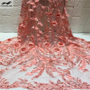 

Madison 2020 Best Selling Products African 3D Lace Fabric Beads+Stones High Quality French Sequence Lace For African Party