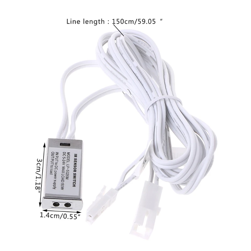 

12V/24V Wardrobe Cabinet Light Switch Infrared Door Control Switch 5A 60W Sensor A69D