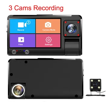 

3 Cameras Lens DVR Video Recorder 3.0" IPS Touch DVR Camera Triple Camera lens Full HD 1080P Recording 160 Degree Lens Dash Cams