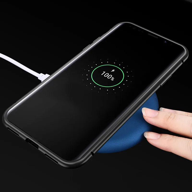 Чехол для телефона samsung S8 S9 Plus Магнитный адсорбционный металлический чехол задняя крышка из закаленного стекла LFX-ING