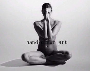 

High quality perfect oil painting 36x24in hand-painted on canvas: body oil painting, woman in yoga