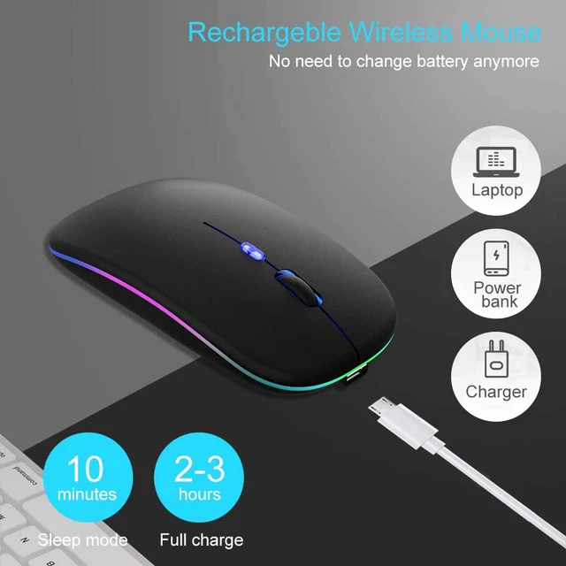 Wireless Mouse Bluetooth compatible RGB Silent LED Backlit Ergonomic Gaming Mouse For Laptop Computer PC Macbook