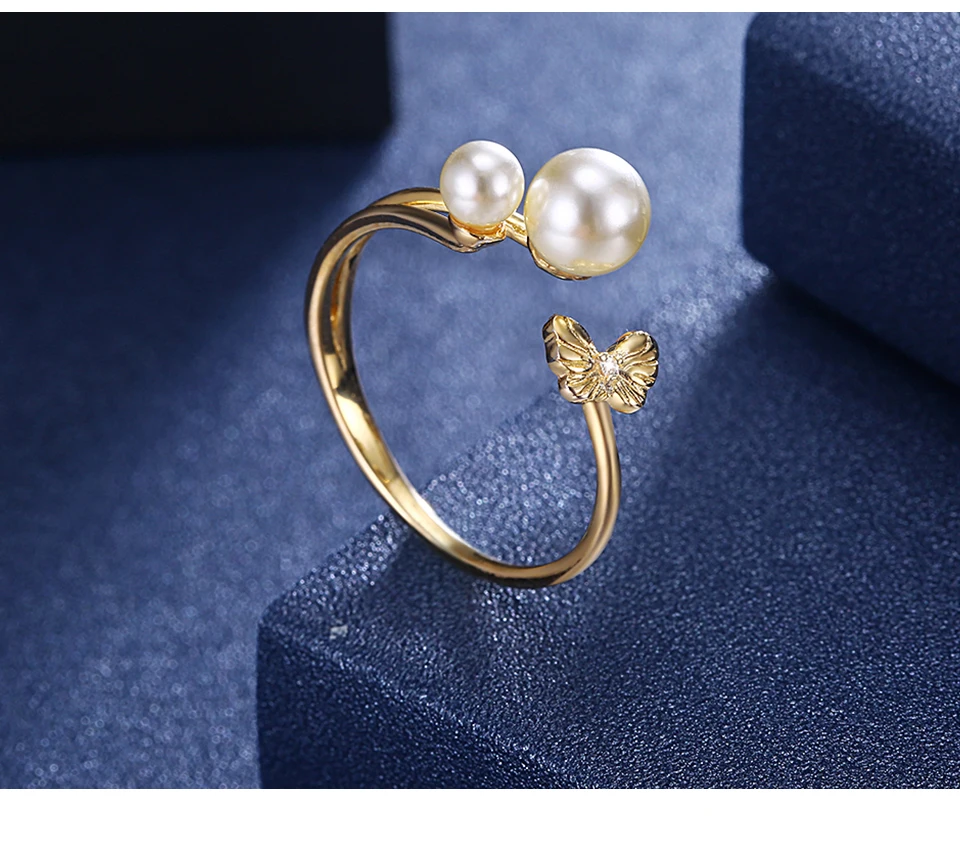 SILVERHOO 925 Sterling Silver Rings Gilded Adjustable Imitation Pearl Women Ring Anniversary Simple The New Listing Fine Jewelry