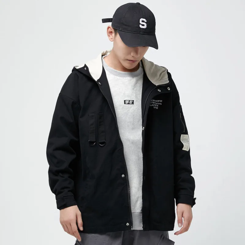 

2019 Autumn And Winter Men's New Casual Solid Color Pocket Decoration Single-breasted Jacket Loose Temperament Trend Cotton