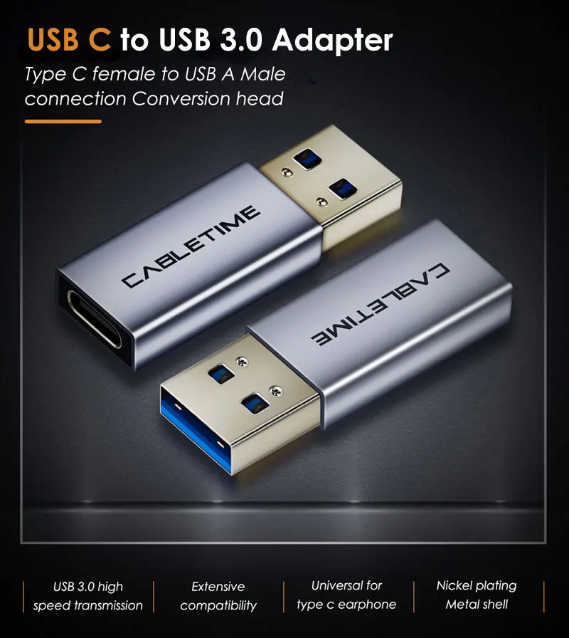 Адаптер CABLETIME Type C USB к 3 0 A папа OTG для быстрой зарядки и синхронизации Macbook Air Matebook X