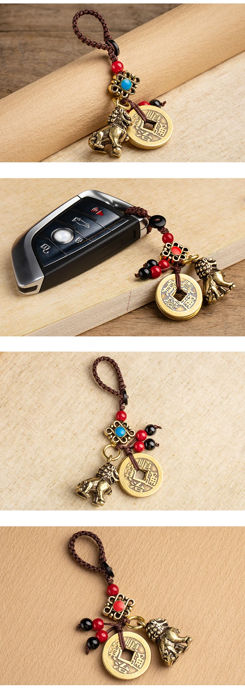 brass lion pendant keychain (7)