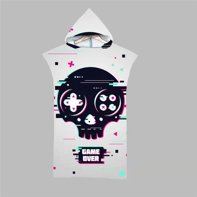 Outdoor Swimming Pool Beach Towels Microfiber Changing Robe Cloak Man Woman Bathrobe Hooded Surf Poncho Towel Swimsuit Beachwear