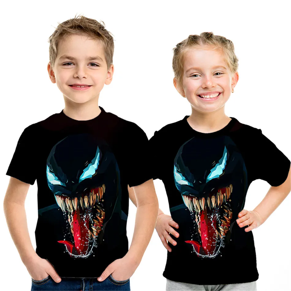 Коллекция года, летняя детская футболка с рисунком аниме «фильм 3D» Venom Дэдпул паук, футболка с принтом черепа для мальчиков и девочек Детские футболки, топы, От 4 до 12 лет