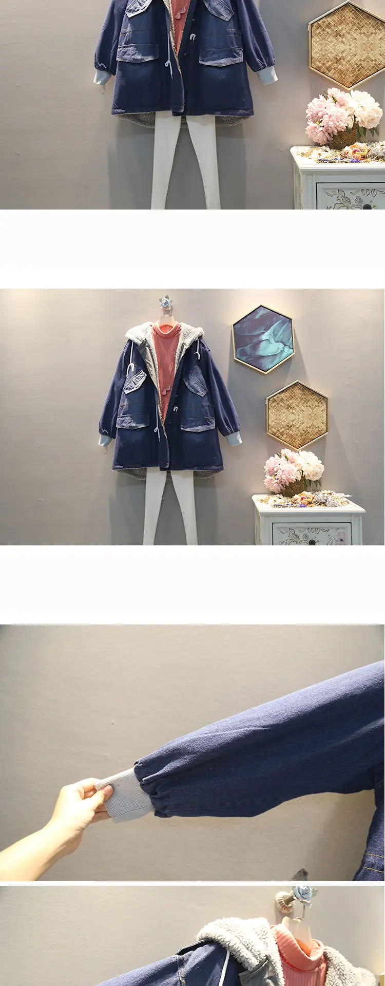 XITAO Plus Size Tide Patchwork Slim Waist Jacket Women Clothes Fashion Loose Casual Hooded Collar Elegant Coat Top GCC2734