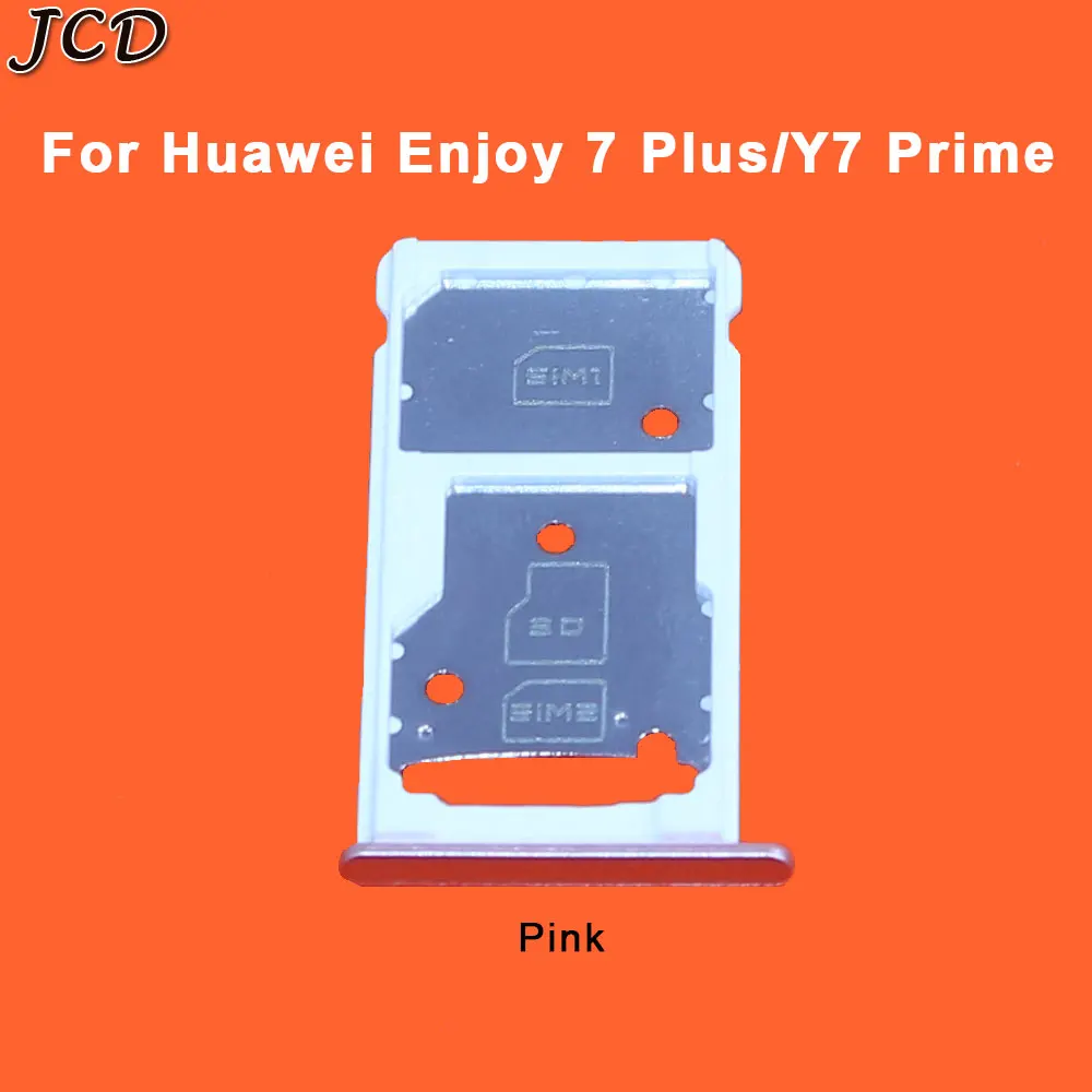 Pink JCD лоток для sim-карт Micro SD Держатель слота адаптер части адаптер sim-карты для Huawei Enjoy 7 Plus/Y7 Prime - Цвет: Pink
