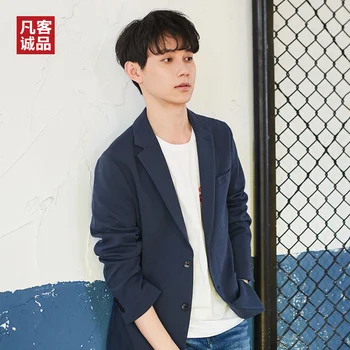 

2020 Vancl New Casusal Fashion Men's Suit Jacket Solid Color Slim Fit Smart Casusal Knit Weave Cotton Daily