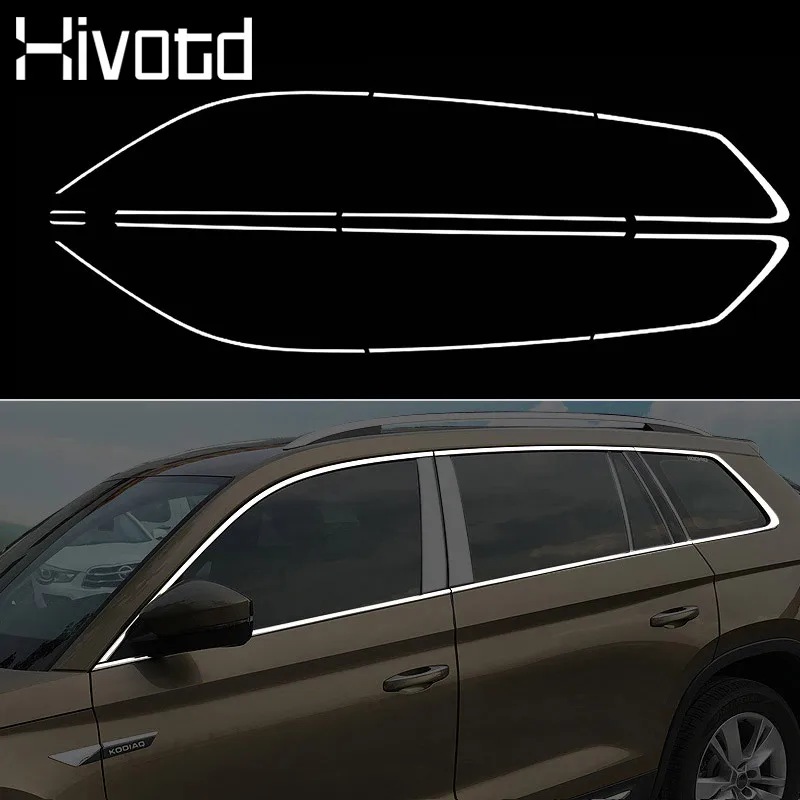 Hivotd для Skoda Kodiaq шкода кодиак, аксессуары, отделка окна автомобиля, полосы, украшения, чехлы, внешние посты, рамка, хром, Стайлинг,,, ，автотовары аксессуары для авто - Цвет: full window