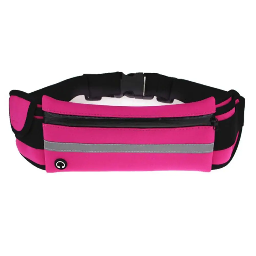 Поясные Сумки с отверстием для наушников, материал для дайвинга, модные деньги, туризм, альпинизм, гарнитура, кемпинг, хип-пояс, сумки - Цвет: rose red