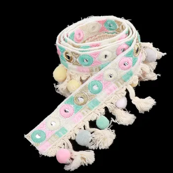 

1 Yard Boho Ethnic Tassel Embroidery Trim Jacquard Lace Ribbon Clothes Decor
