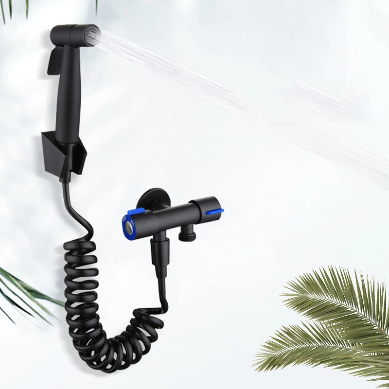 Black Press Handheld Toilet Bidet Sprayer Set Kit Hand Bidet Faucet
