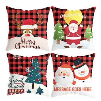 

40# Single-sided Printing Polyester Christmas Snowman Decorative Throw Pillows Case Cartoon Xmas Deer Cushion Cover Sofa