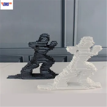 

Modern Simple Abstraction Mosaic Gymnastics Figure Sandstone + White Marble Statue Hotel Showcase Fashion Decoration X2767