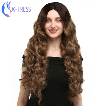 

Synthetic Lolita Blue Wigs For Women 6 Color Available 26inch Water Wave X-TRESS Wigs Heat Resistant Fiber Halloween Cosplay Wig