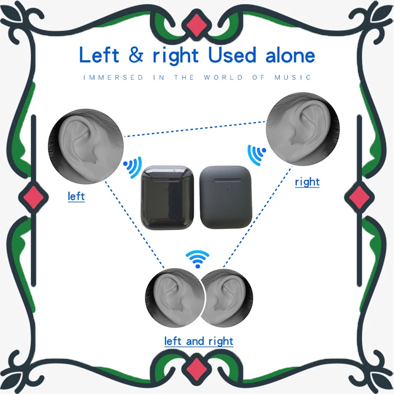 i90000 tws Матовый Черный Супер копия Air 2nd bluetooth наушники 1536U чип 6D тяжелый бас наушники PK i7s i200 i500 i9000