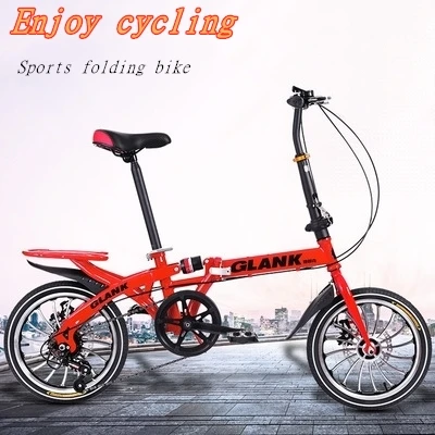 

16in Variable Speed Fold Bicycle Shock-absorbing Disc Brake Height Adjustable Seat Carbon Steel Material Student Bike