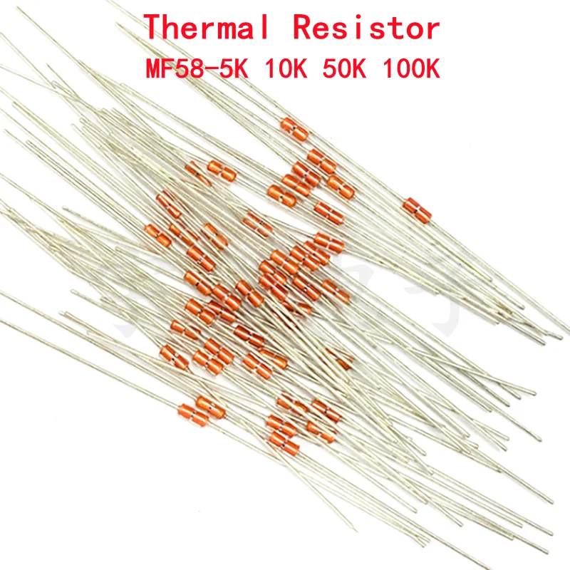 20PCS/LOT Thermal Resistor NTC MF58 3950 B 5% 5K 10K 50K 100K Ohm R MF58 Glass Sealed thermistor hardcore lab m3 stud screw in thermistor cartridge 100k ntc 3950 1% for 3d printer extruder mk8 v6 volcano cr10 m3 hotend