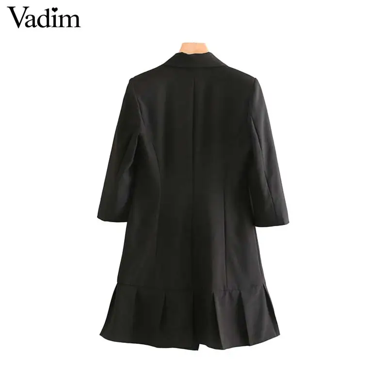 Vadim женское шикарное Черное мини-платье с зазубренным воротником три четверти рукав двубортное женское стильное платье QC806