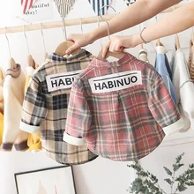 От 0 до 4 лет, новые весенние утепленные футболки для маленьких мальчиков и девочек Свободная блуза в клетку с длинными рукавами Топы для детей, повседневные топы