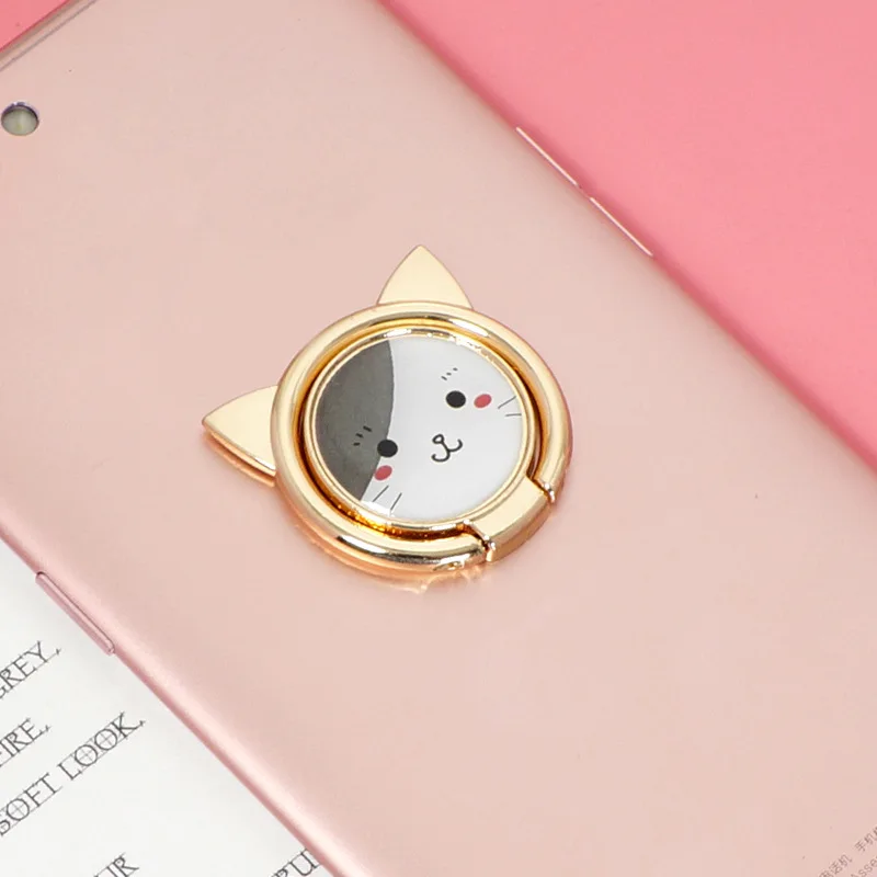 Мультяшный Кот держатель телефона с кольцом на палец 360 градусов вращающаяся подставка для iPhone 11 XR samsung Xiaomi huawei все мобильные телефоны крепление - Цвет: Серый