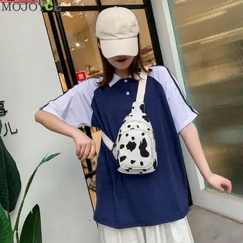 

Women Canvas Comfortable Leisure Chic Fashionable Fanny Pack Cow Milk Waist Bag Money Phone Pouch Street Shoulder Bag