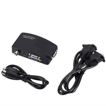 

Portable BNC to VGA Video Converter Composite S-video Input To PC VGA Output Adapter Digital Switch Box US/EU Plug