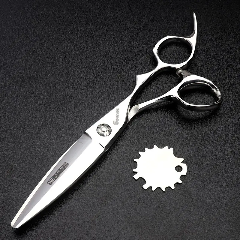 

6 Inch Willow Scissors Convex Blade Damascus Decorative Design Bearing Screw Haircut Shears Sliding Upscale 440c Barber Scissors