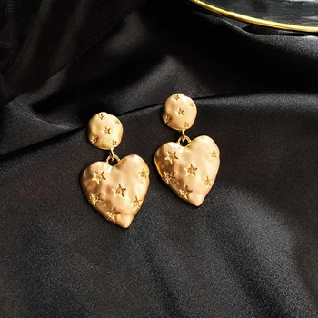 

2020 Europe America Irregular Metal Love Earrings Female Retro Hong Kong Temperament Simple Earrings