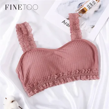 

FINETOO New Sexy Lace Bralette Soft Crop Top Wireless Bras For Women Padded Underwear Female Lingerie Sexy Tops Bra Brassiere