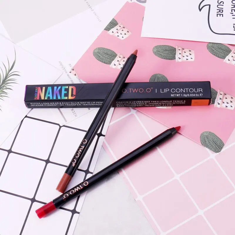 O Matte Lipliner для губ, водонепроницаемый карандаш для губ, стойкий карандаш для губ, косметический макияж, цветной карандаш для губ, 12 цветов. w