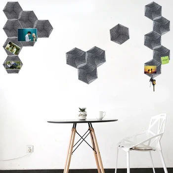 

3D Hexagon wall sticker pin cork board 9mm Gray Felt Photo display Message Bulletin Board art Design wall decoration 10pcs/lot