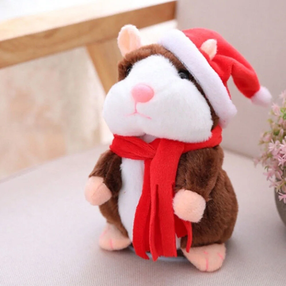

QWOK 2018 Electric Talking Walking Hamster Cheeky Valentine's Day Gift Record Hamster Repeat Stuffed Animals Toys Kids 16cm-18cm