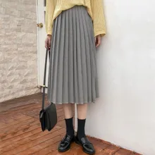 Плиссированная стандартная юбка с высокой талией для женщин осень зима цельная винтажная клетчатая миди Faldas Mujer Houndstooth Повседневная шикарная