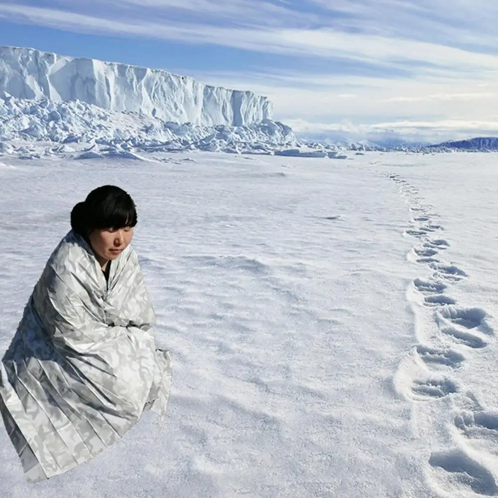 

Portable Ourdoor Camouflage Double Emergency Keep Warm Blanket Emergency Aluminum film Survival Matte Snow Country Keep Warm