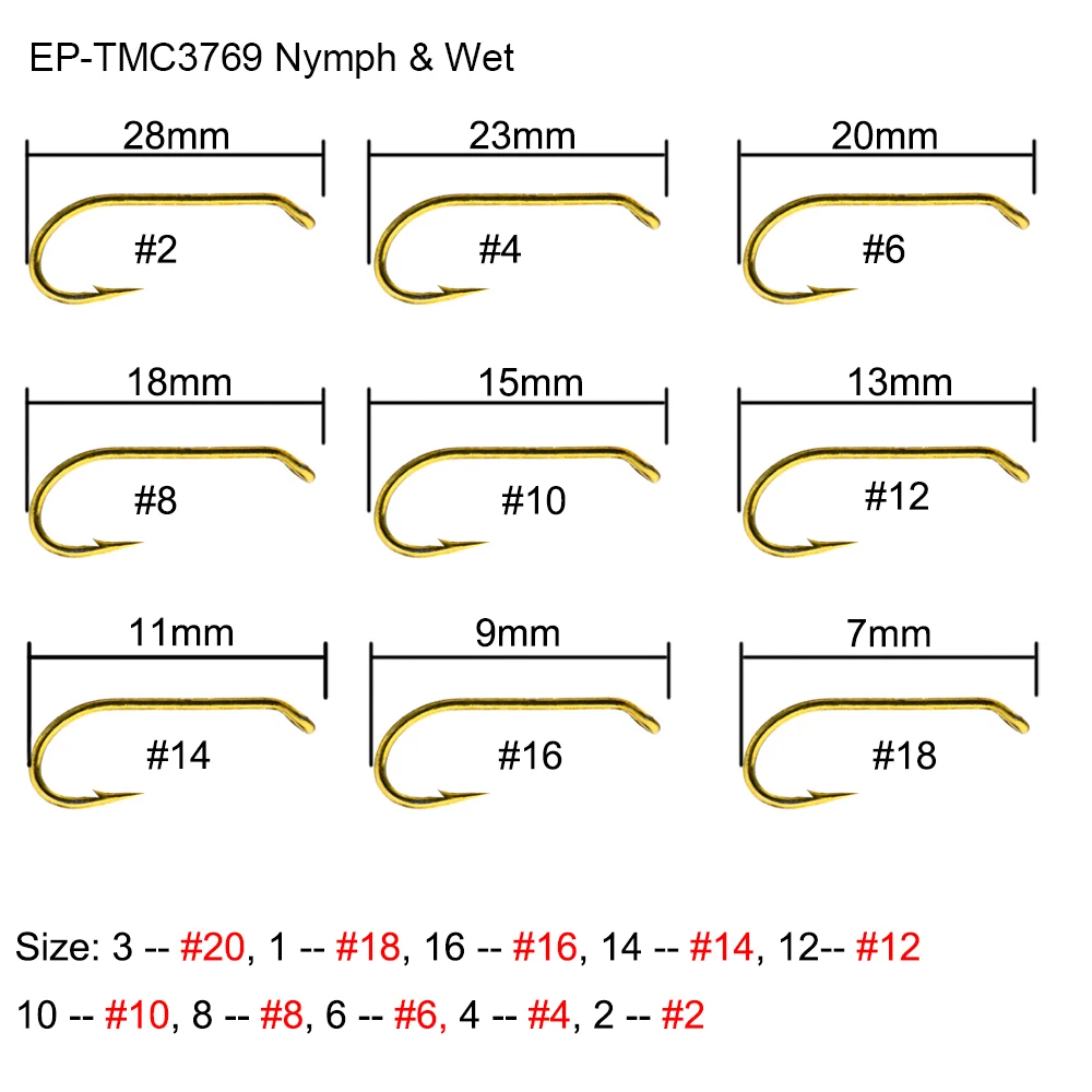 Eupheng 100pcs Wet Fishing Hooks Nymph Salmon Steelhead Streamer