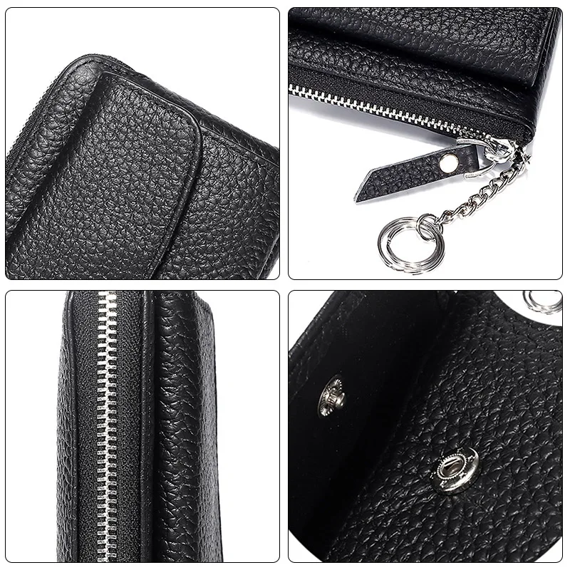 Милые женские кошельки однотонная, маленькая многослойная застежка-молния клатч портмоне из натуральной кожи многофункциональный Женский держатель для ключей