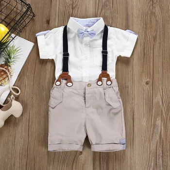 

Formal Kids Clothes Toddler Boys Clothing Set Summer Baby Suit Shorts Children Shirt with Collar Wedding Party Costume 1-4 Years