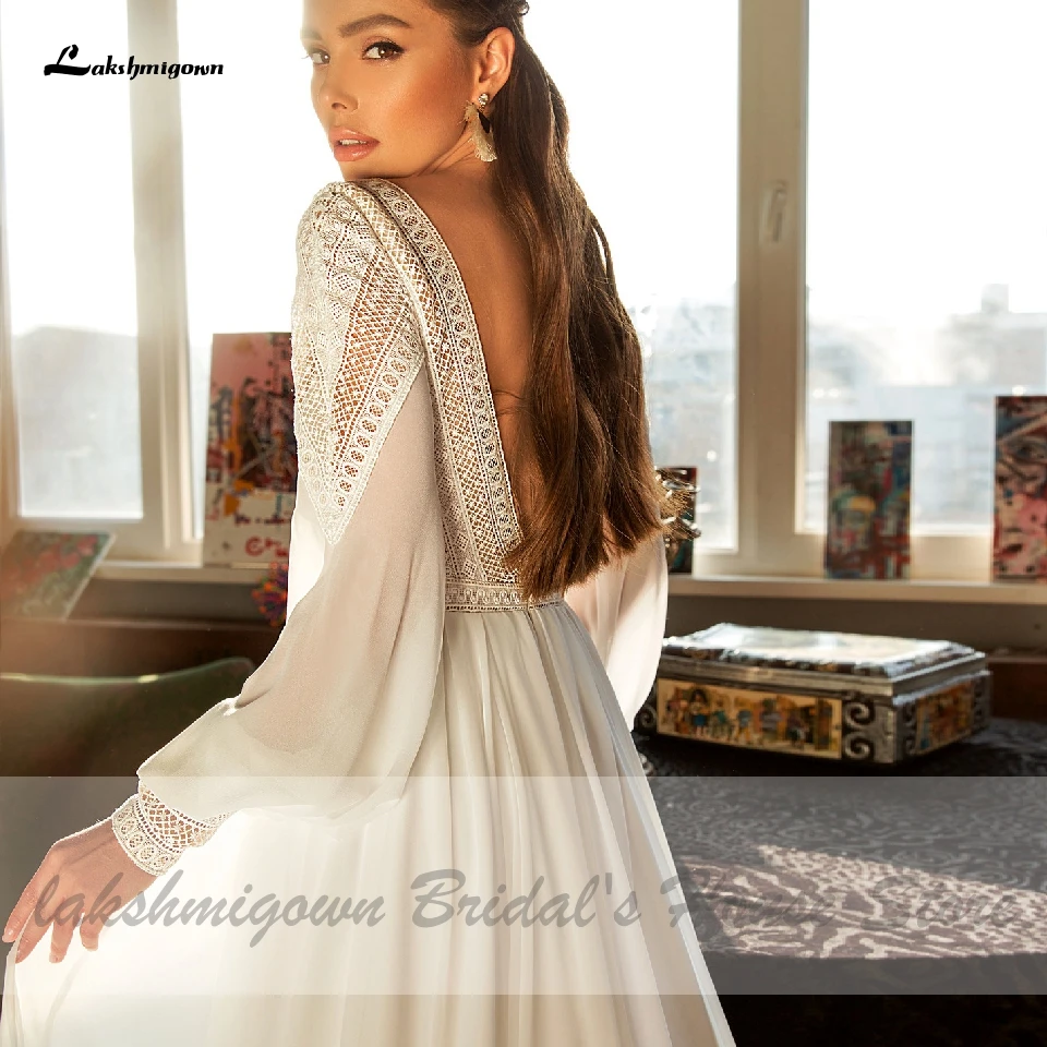 Lakshmigown Puffy Long Sleeve Dress Women Boho Wedding Dresses 2024 Vestido Sexy Bridal Wedding Gown Backless Lace Customized 3