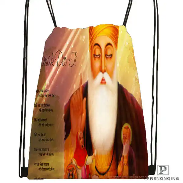 Drawstring Backpack Custom Guru Nanak Dev Pics походная сумка на шнурке милый рюкзак для детей(черная спинка) 31x40 см#180531-04-49 - Цвет: Drawstring Backpack