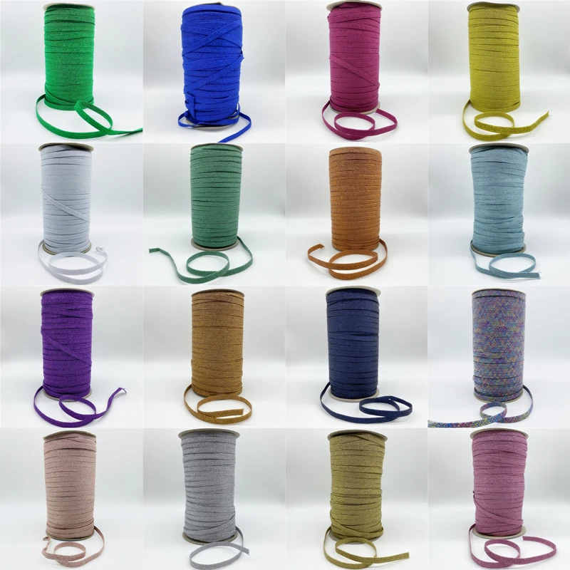 5yards 6mm Colorful Elastic Ribbon Gold Wire Glitter Rubber Band For Trim Sewing Fabric DIY Garment Accessories | Дом и сад