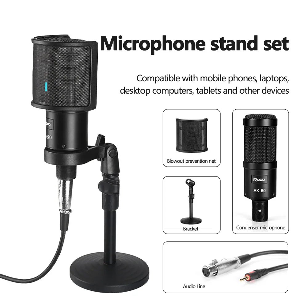 Condenser Karaoke Microphone for PC Phone Mic Live