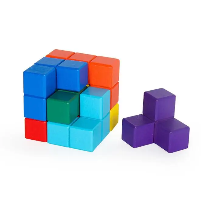 Новинка игрушки Tetris 3D волшебный куб многоцветные 3D деревянные сома-куб головоломка образовательный мозговой тизер IQ ум игра для детей