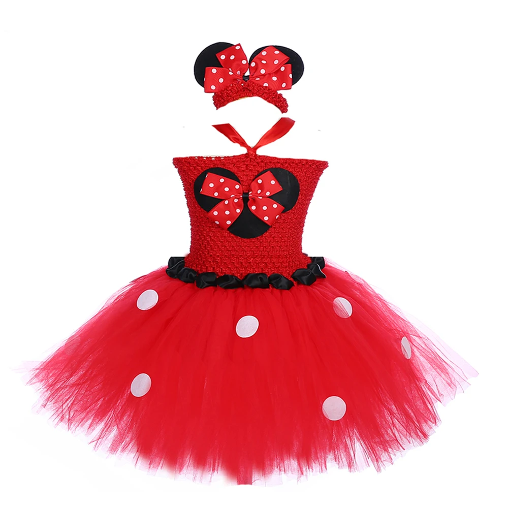 Fancy 1 Year Baby First Birthday Party Tutu Dress Red Black Kids Girls Halloween Minnie Up Costume Clothing with Headband | Детская