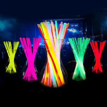 

Fashion 100 Pcs Party Fluorescence Light Glow Sticks Bracelets Necklaces Neon For Wedding Party Bright Colorful Glow Sticks