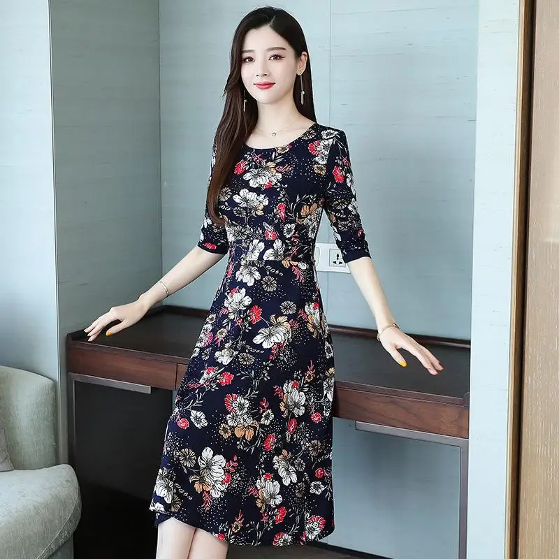 Ceny Wielkoformatowa kobieca sukienka w stylu Vintage kwiatowa długa sukienka z nadrukiem z długim rękawem 4XL 5XL Plus rozmiar Casual Dress Vestido odzież damska